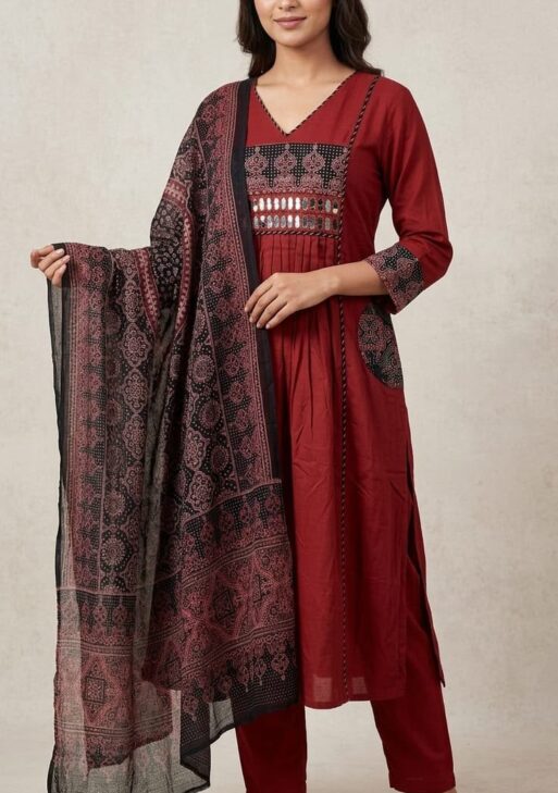 Women's Pure Cotton Printed Kurta Pant with Dupatta Set