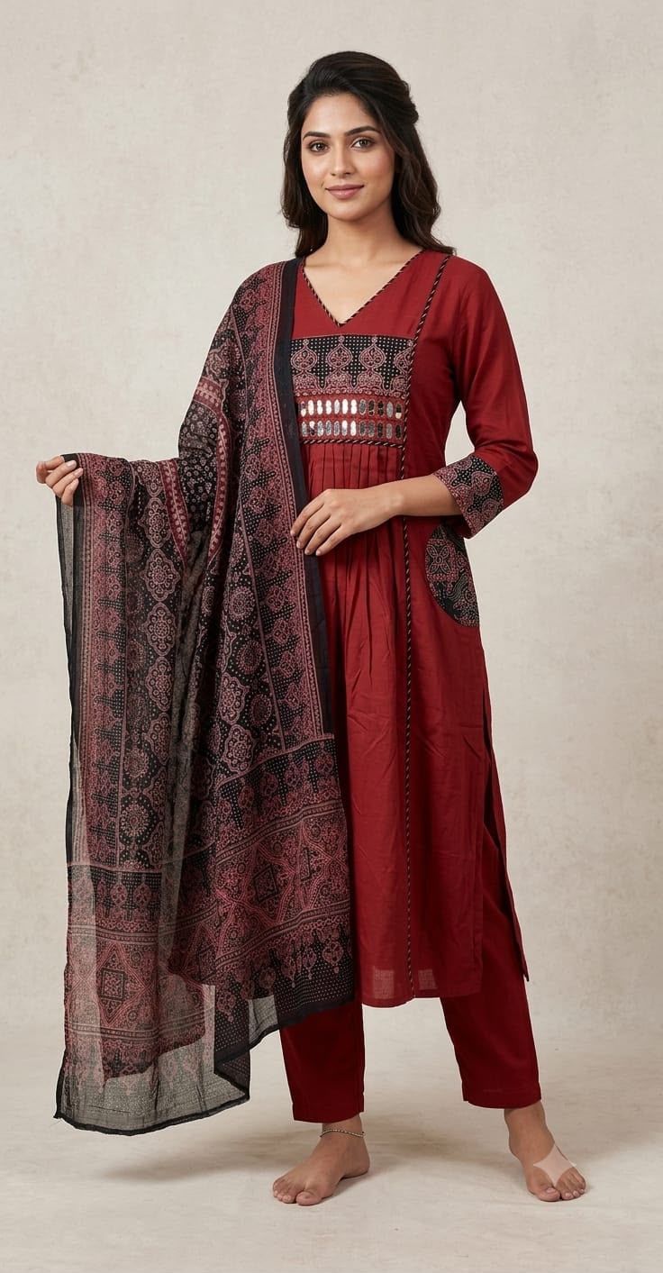 Women's Pure Cotton Printed Kurta Pant with Dupatta Set