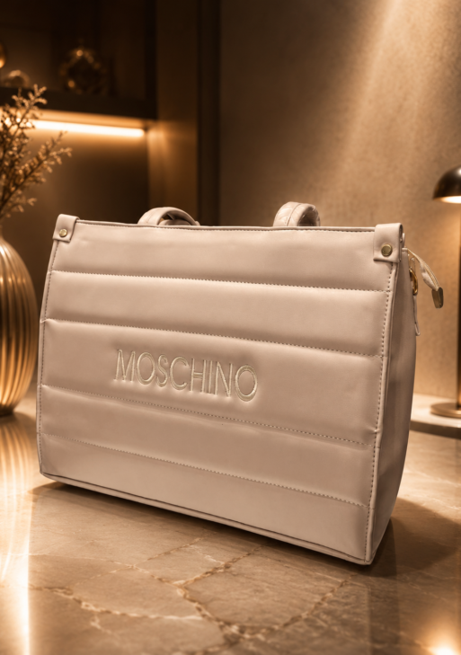 Luxury Ivory Quilted Tote Handbag for Women | Premium Office & Travel Shoulder Bag
