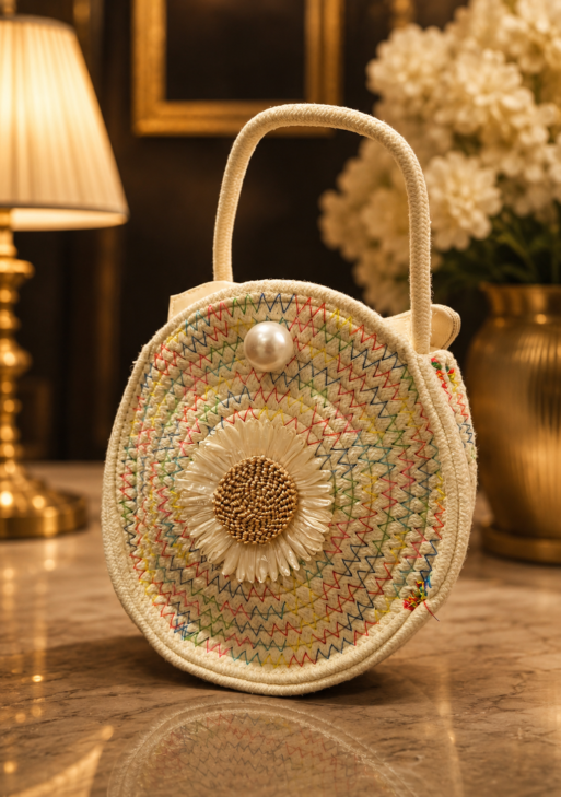 GSS Purse Premium Round Straw Sling Bag for Women