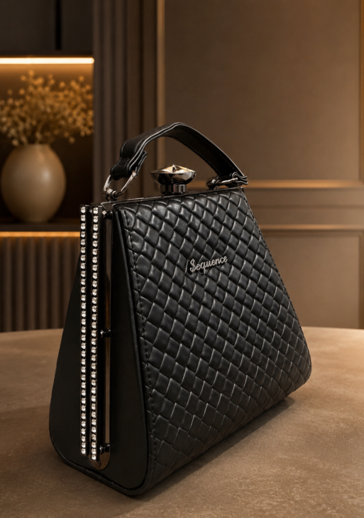 Sequence Premium Black Quilted Women's Handbag