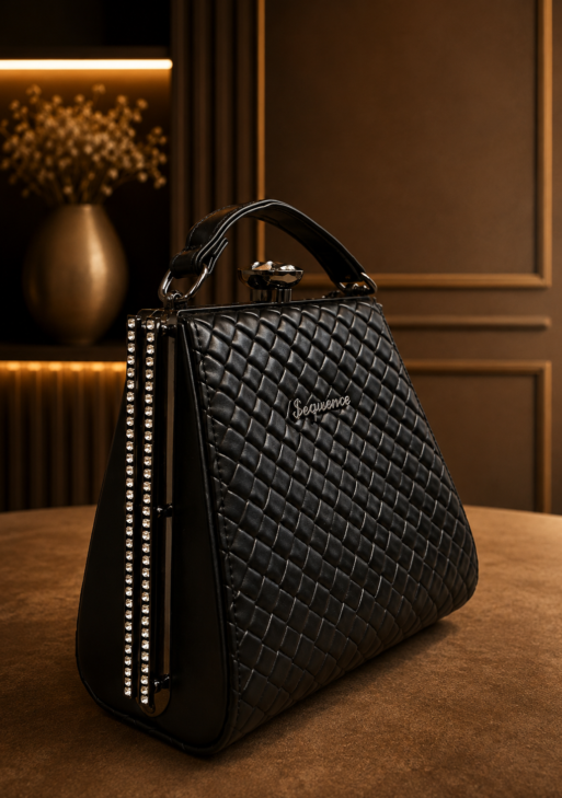 Sequence Premium Black Quilted Women's Handbag