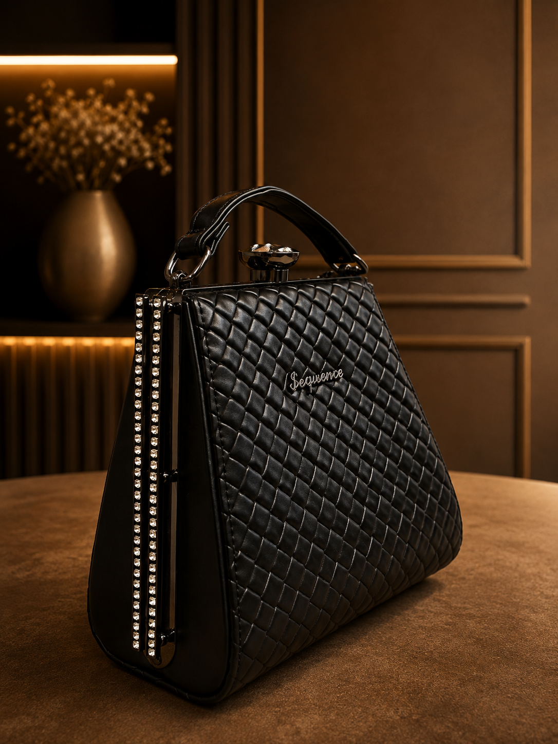 Sequence Premium Black Quilted Women's Handbag