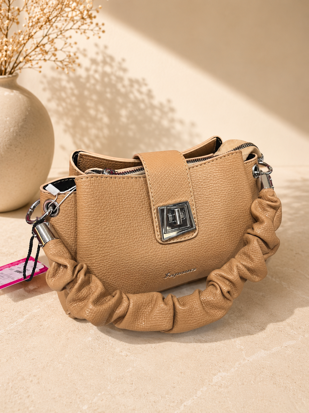 Women’s Textured Ruched Shoulder Handbag – Elegant Casual & Party Bag
