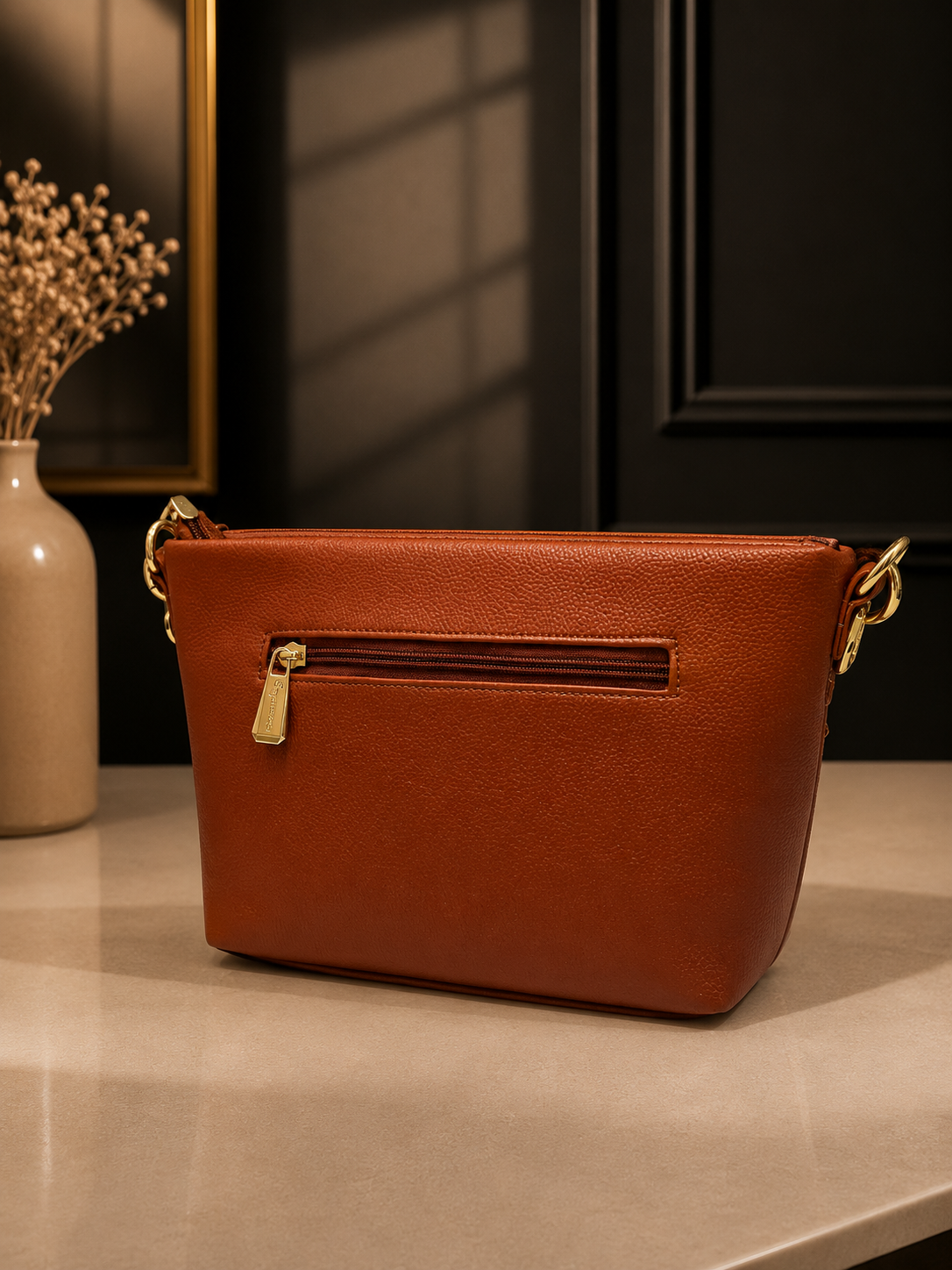 Sequence Premium Women's Chain Shoulder Bag | Elegant Coffee Brown Sling Purse | Luxury Soft PU Leather Handbag - Image 3