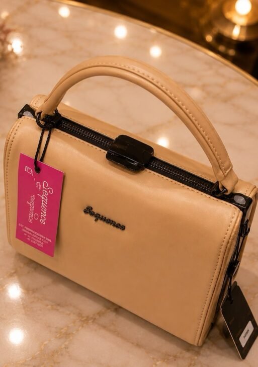 Elegant Beige Premium Top Handle Satchel Handbag for Women