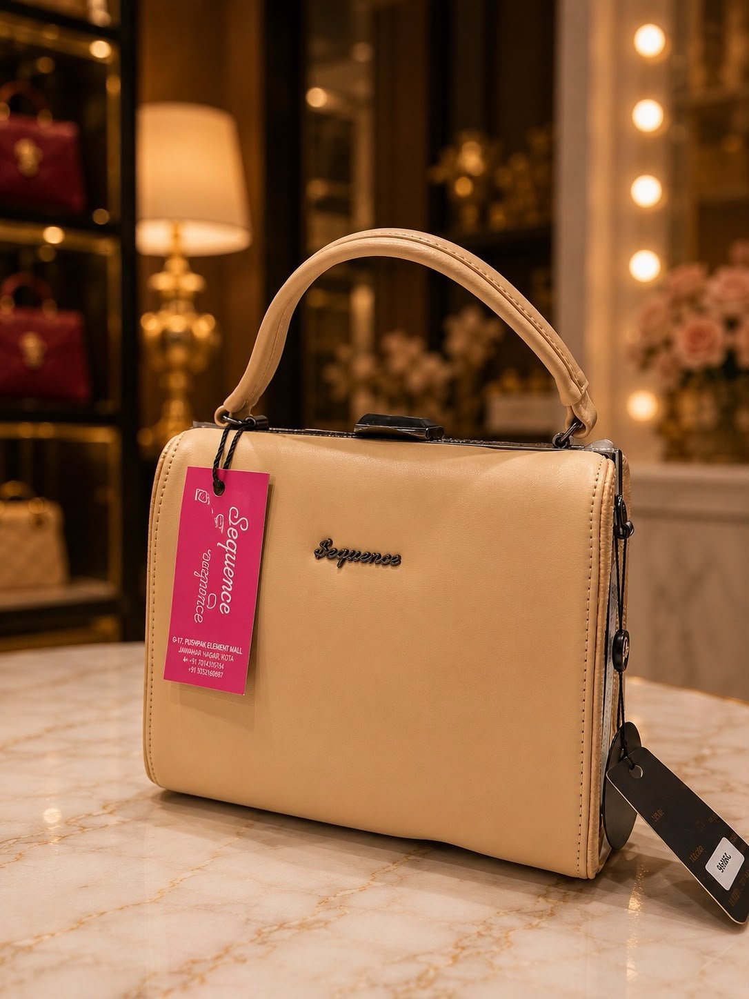 Elegant Beige Premium Top Handle Satchel Handbag for Women