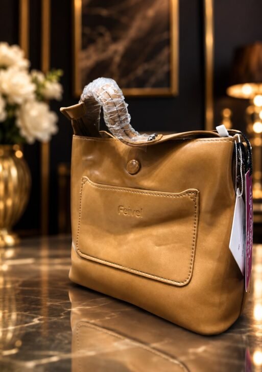 Feivel Premium Tan Brown Structured Handbag for Women