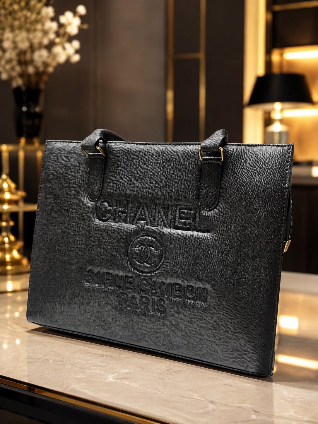 Premium Black Textured Women's Tote Bag | Large Capacity Shoulder Handbag | Elegant Office & Daily Use Bag - Image 3