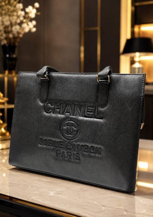 Premium Black Textured Women's Tote Bag | Large Capacity Shoulder Handbag | Elegant Office & Daily Use Bag